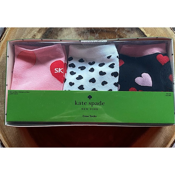 NWT Kate Spade Boxed Crew Sock Set- 3 pack - Picture 2 of 6